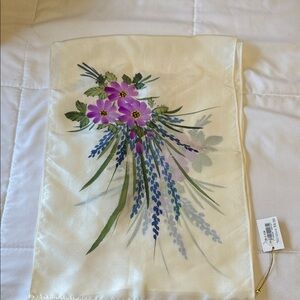 Floral Silk Scarf with Purple and Blue Design